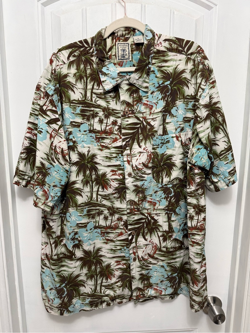 Round Tree & Yorke Tropical Shirt Men's XL Graphic Pattern Short Sleeve (9-14)